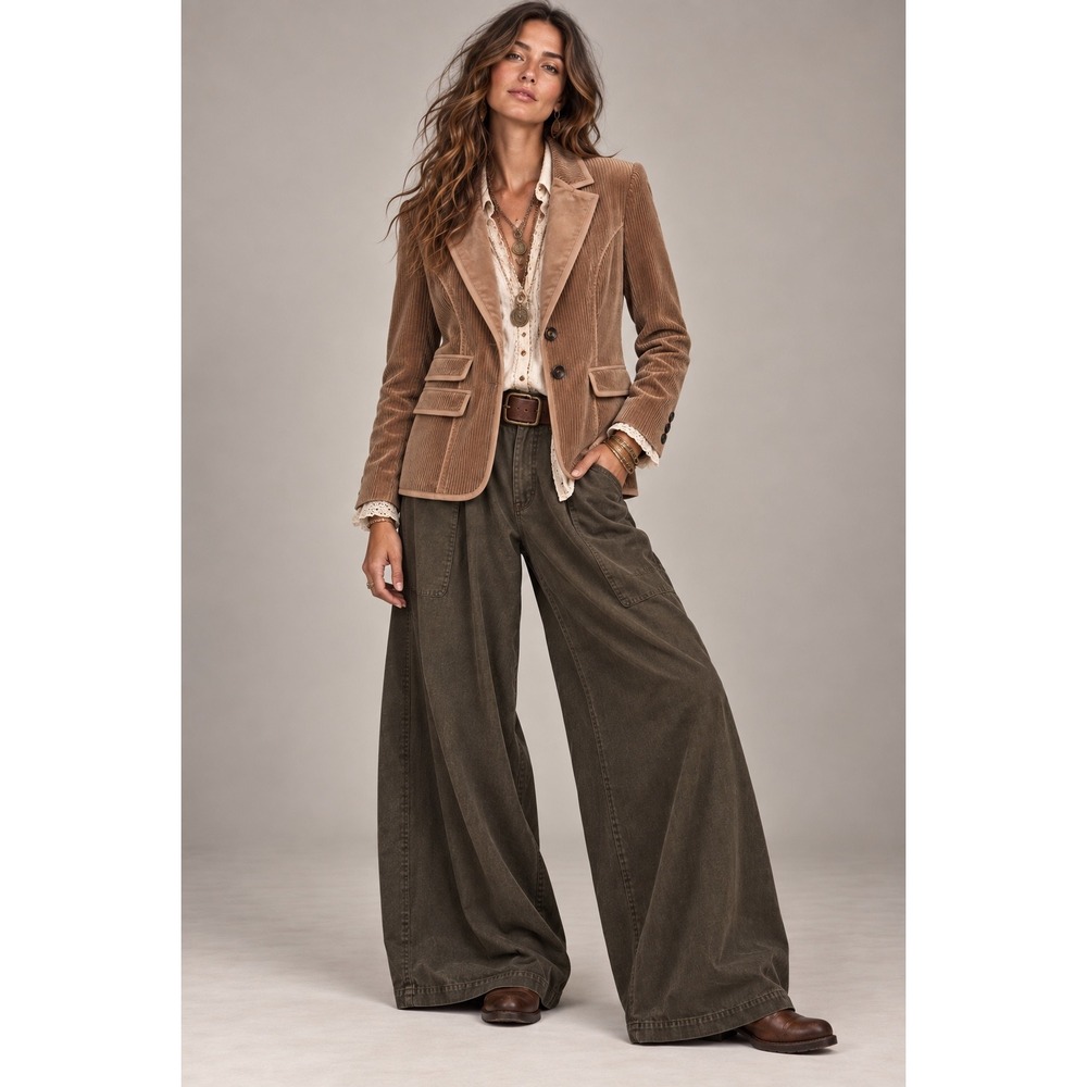 Joan Vass New York Tan Corduroy Blazer Jacket Womens 4 Cotton Camel Minimalist